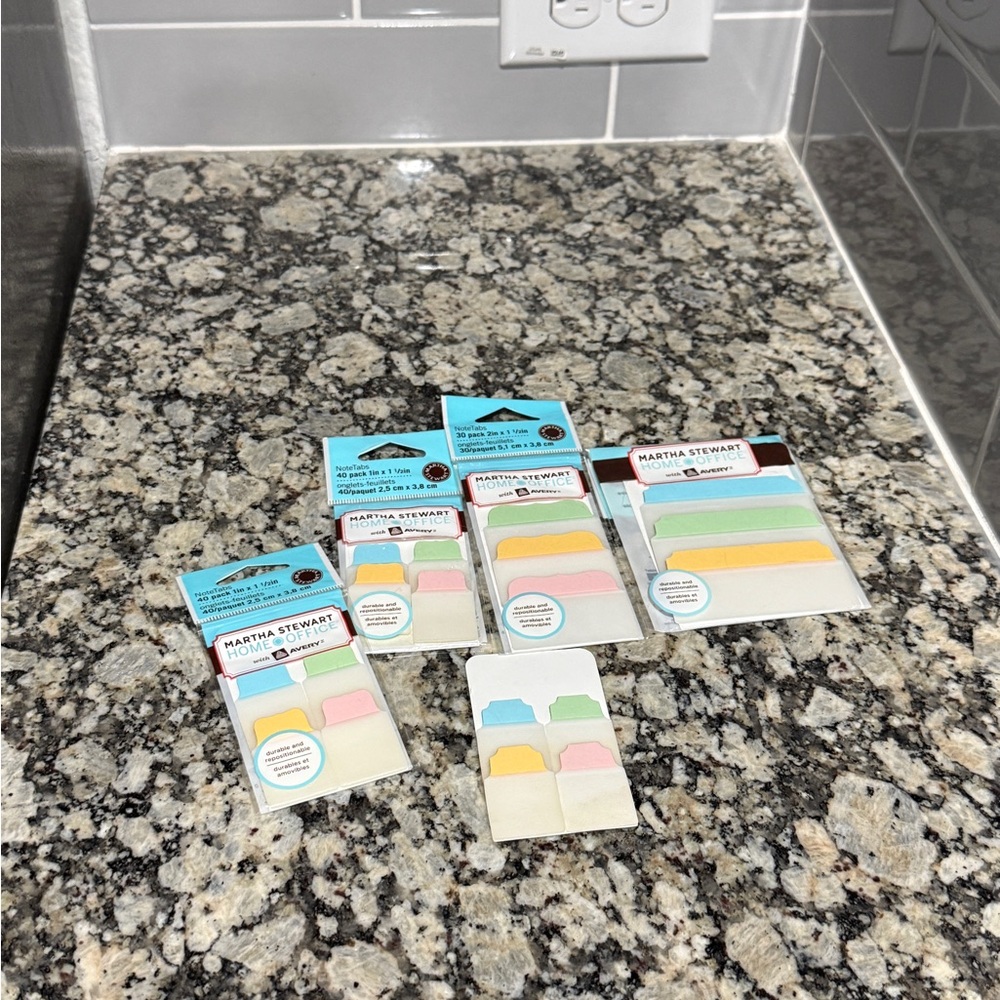 Martha Stewart Pastel Tab Flag Set - Mint, Pink, Yellow, Blue, Cream